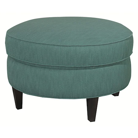 Contemporary Styled Round Ottoman with Tapered Legs